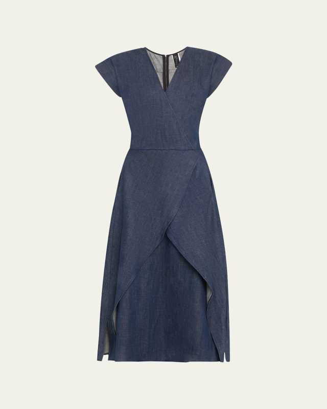 Mido Long Chambray Wrap Dress